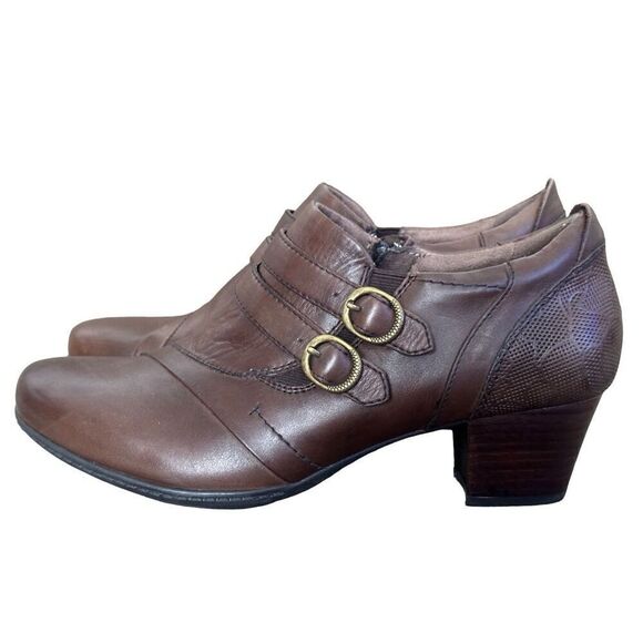 Earth Calgary Toronto Bark Brown Leather Ankle Boots Size 10M - Picture 3 of 9